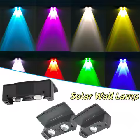 Solar Fence Lights with 12 Color Modes Solar wall Lamp Auto On/Off Dusk to Dawn Solar Garden Light for Yard Patio Deck Decor