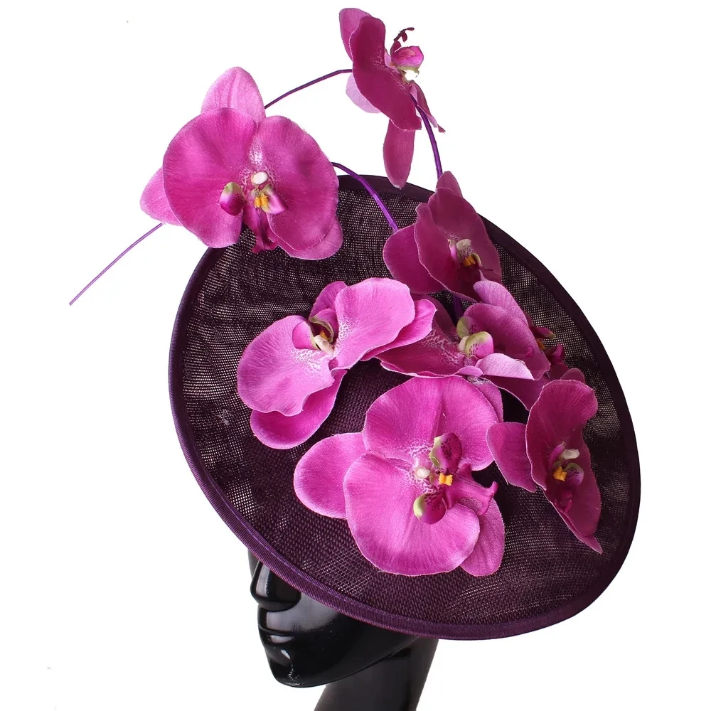 Nice Imitation Sinamay Big Gorgeous Fascinator Women Hats Wedding Hat Bride Elegant Flower Headbands Accessories With Headbands