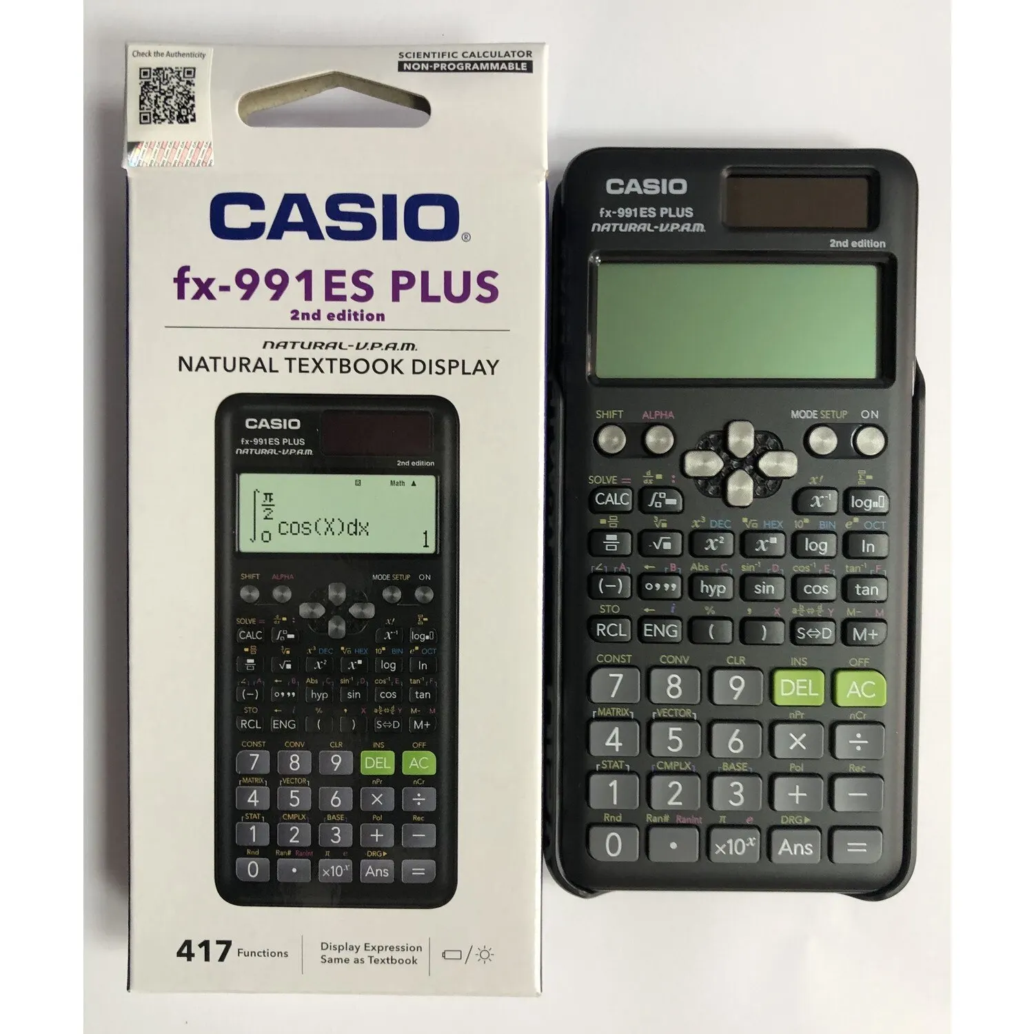 Original CASIO FX-991ES-2 Plus Scientific Calculator 417 Functions Engineering Students High School Lab Office Solar And Battery