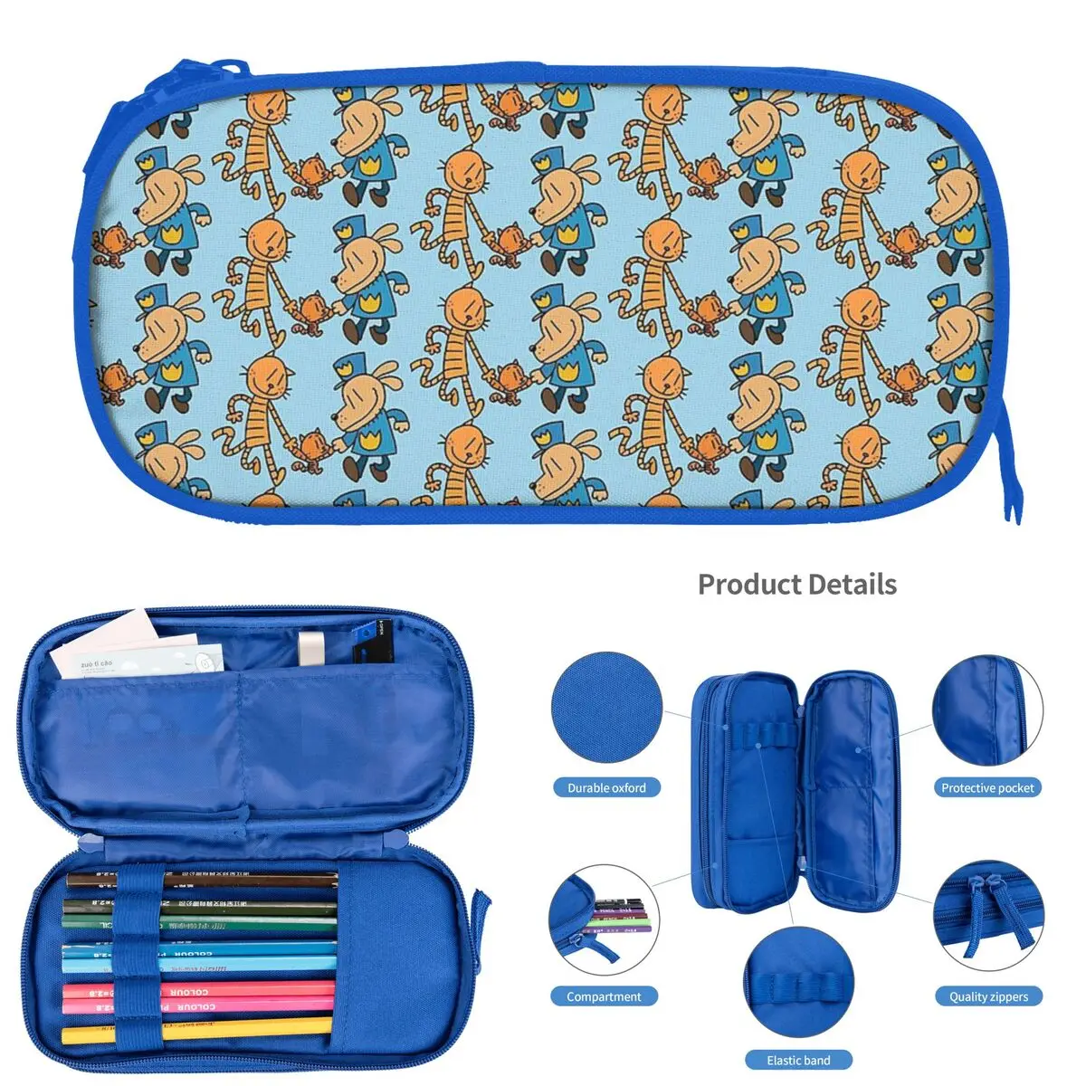 حافظة أقلام رصاص فنية من Dog Man وLil Petey وBig Petey Fan للطلاب، صندوق أقلام هدايا، حقيبة أقلام رصاص كبيرة الحجم للتخزين