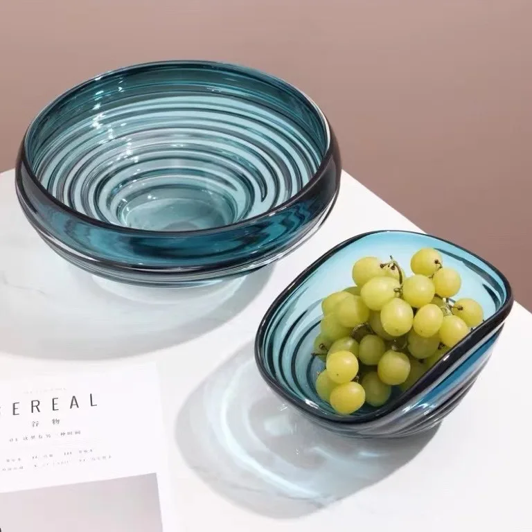 

New simple glass fruit plate light luxury desktop ornament, modern home model room soft decoration wholesale