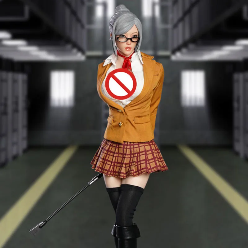 SUPER DUCK SET044 1/6 Female Soldier Prison School Shiraki Meiko Uniforms Clothes Head Carved Set For 12Inch Action Figure Body