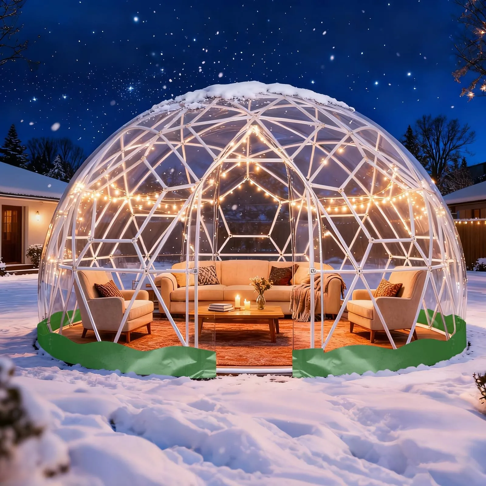 12 x 7.2 FT Garden Dome Tent, Outdoor TPU enhouse for 4-8 Person, enhouse Garden Tent with Window, Waterproof Clear