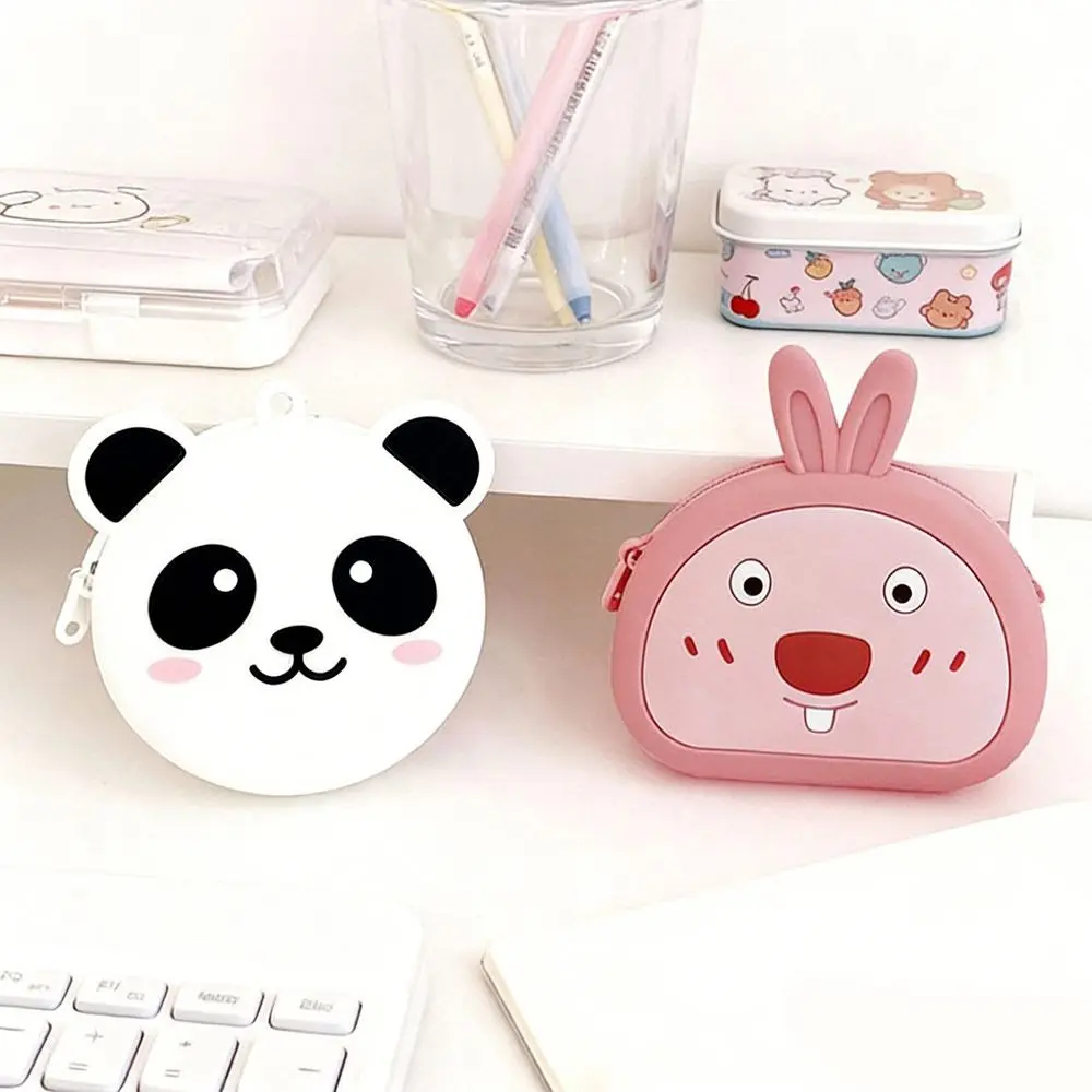 Durable with Zipper Kids Coin Purse Portable Waterproof Storage Bag Silicone Cartoon Animals Mini Wallet Backpack Pendant