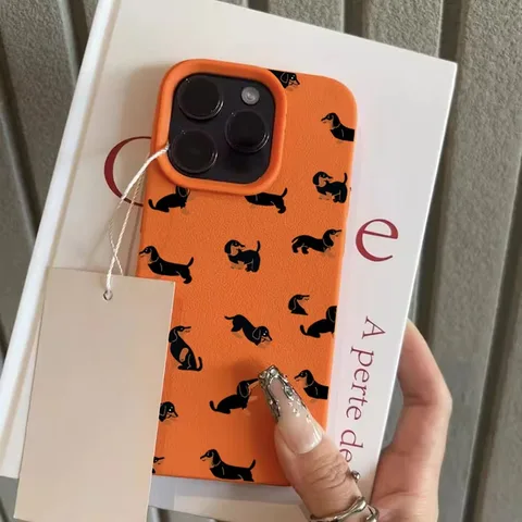 Минималистичный матовый чехол из ТПУ с изображением таксы для iPhone 17 Air, 16, 15, 14, 13, 12, 11 Pro Max, 17 Pro, 16E. Защитный чехол-накладка