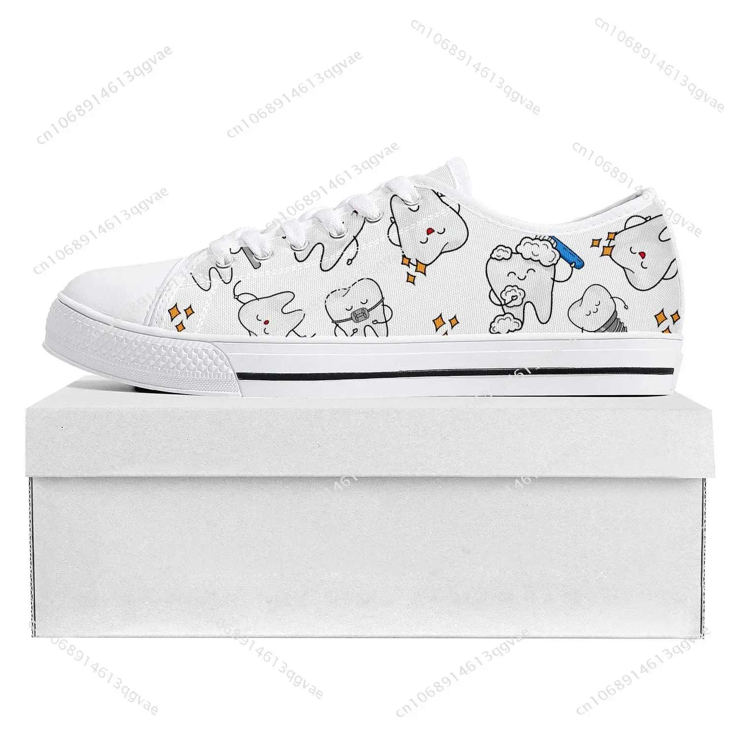 Tooth Dentist Cartoon Pattern Low Top High Quality Sneakers Mens Womens Teenager Tailor-made Shoe Canvas Sneaker Couple Shoes