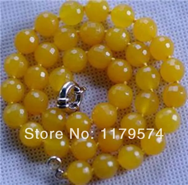 

Free deliver goods wholesale and retail 10mm Faceted South American Yellow Chalcedony Necklace Fashion Jewelry 18inch wj262