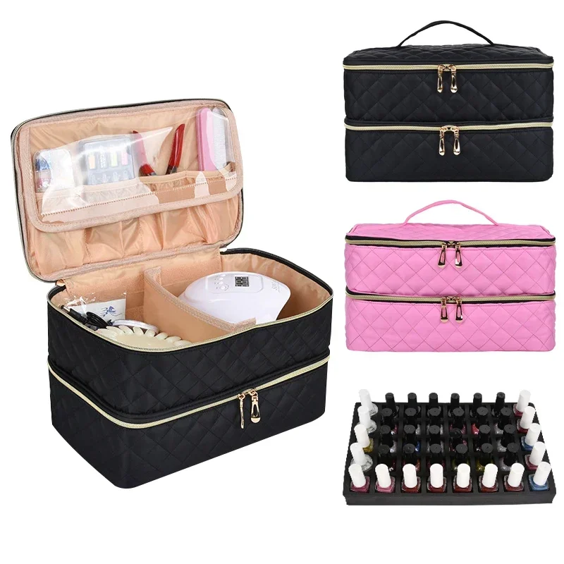 30/40Bottle Nail Polish Storage Bag Cosmetic Portable Large Handbag Organizer with Handle for Travel Essential Oil Bag Nail Care