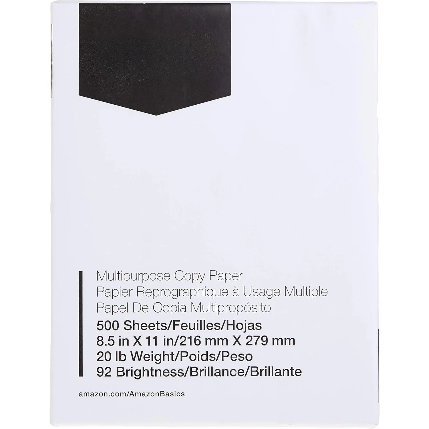 Multi-Purpose Copy Printer Paper, 8.5 x 11 in, 20 lb, 1 Roll, 500 Sheets, 92 Brightness, White