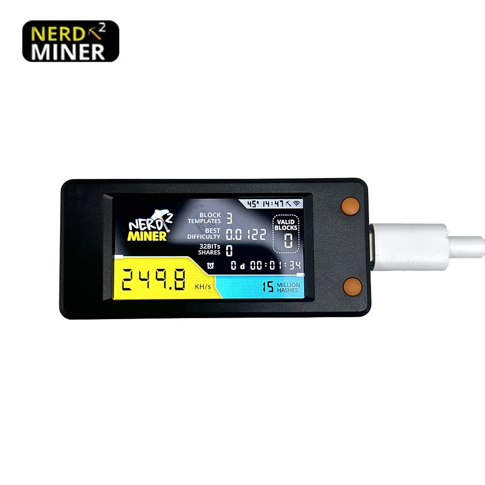 NerdMiner V2 T-Display S3 Style LV02 Bitcoin Solo Miner 250KH/s |   Miner BTC o bardzo niskim poborze mocy 1,2 W z inteligentnym wyświetlaczem LCD o przekątnej 2,8 cala — zdjęcie produktu 5