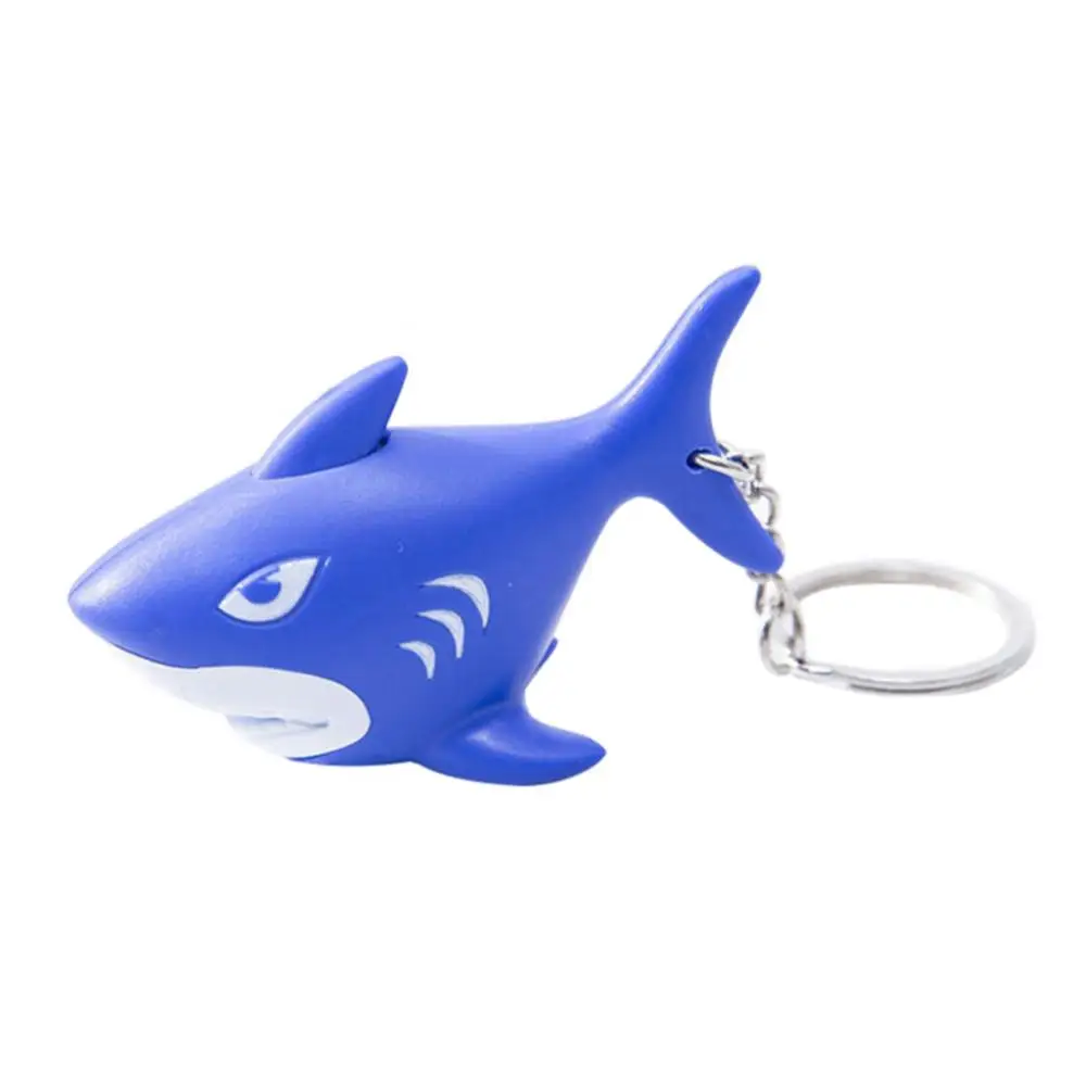 Shark Animal Pendant Key Chains LED Light Sound Women Men Mini Torch Keychain Key Holder Bag Ornament