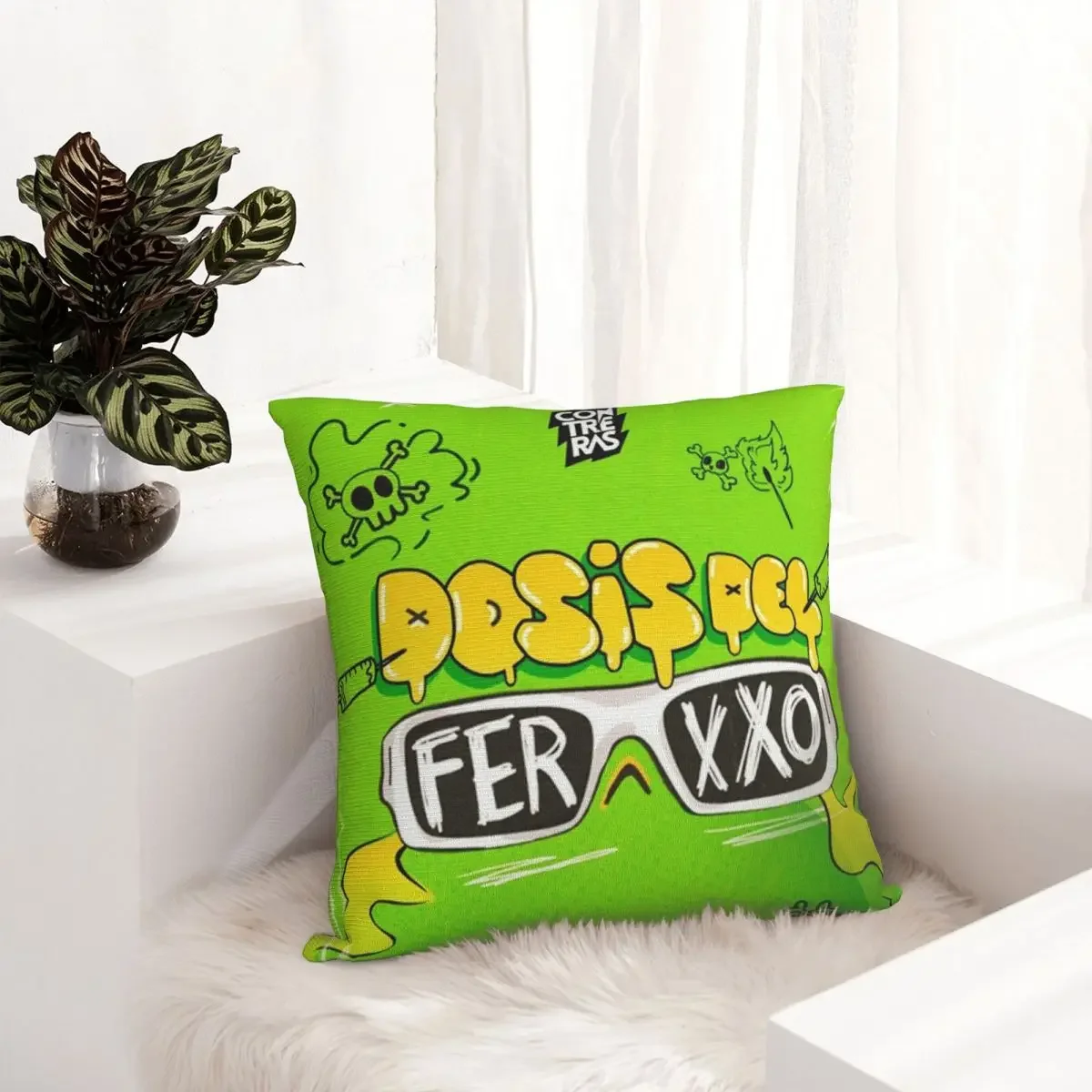 Ferxxo Dose Animated Feid Glasses Pillowcase Soft Polyester Cushion Cover Decor Pillow Case Cover Sofa Zipper 18\'\'