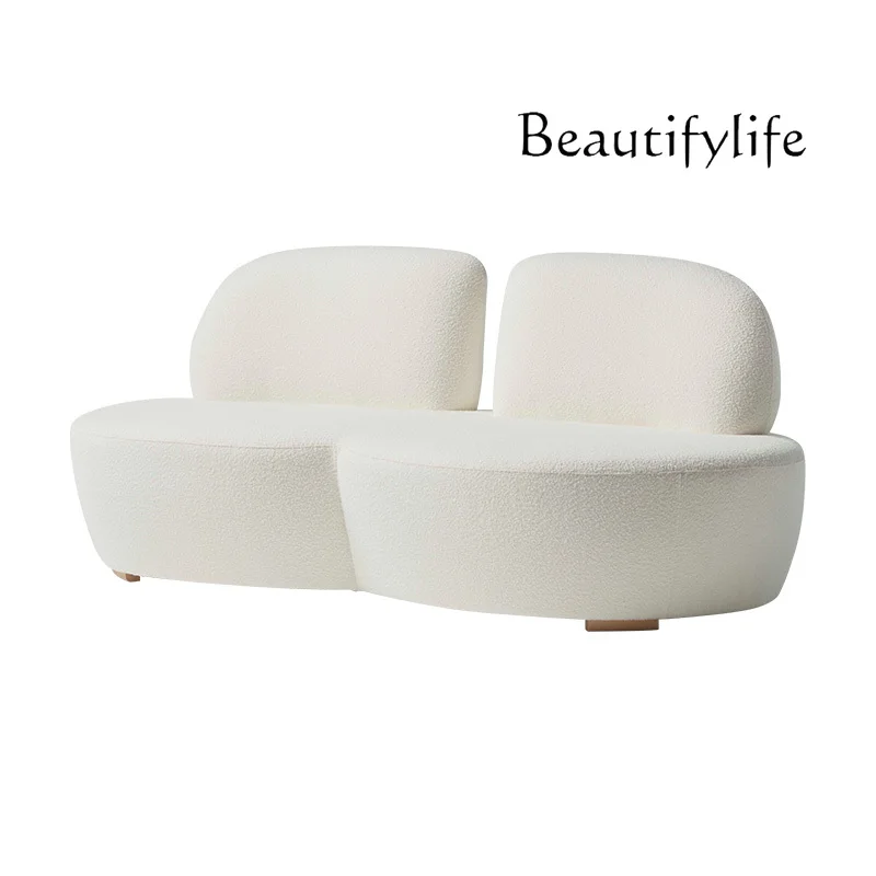 

Nordic Simple Cream Style Lambswool Sofa Curved Cloud Sofa Designer Model