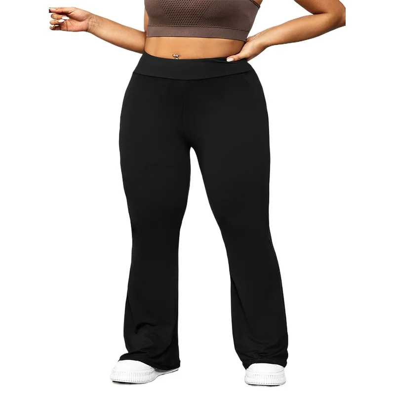 

Women's Plus Size Comfy Elastic Waist Flare Pants Fashion