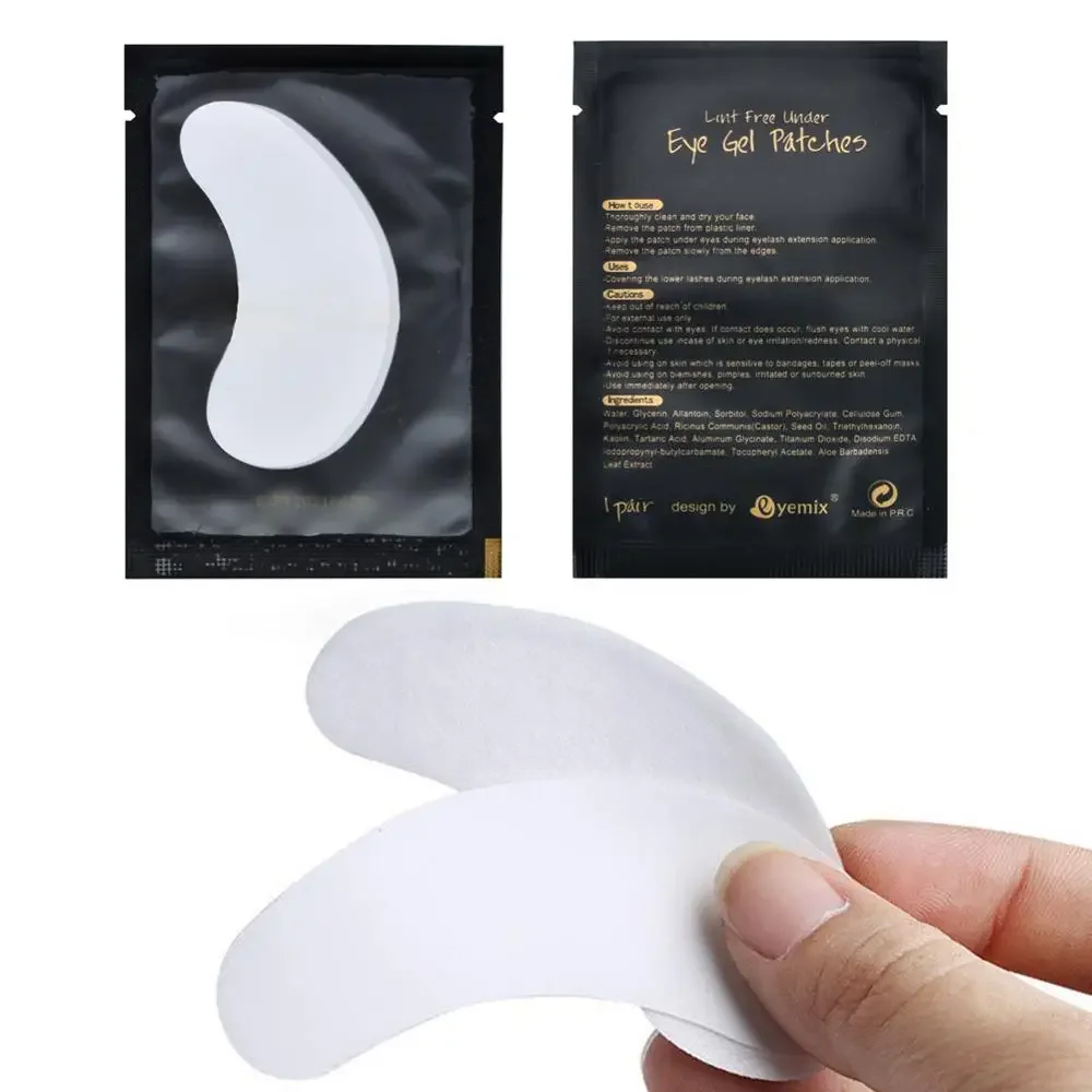 100 paia senza pelucchi sotto i cuscinetti in gel per gli occhi cerotti di carta per occhi idratanti ciglia innestate estensione punte degli occhi adesivo avvolge strumento di trucco