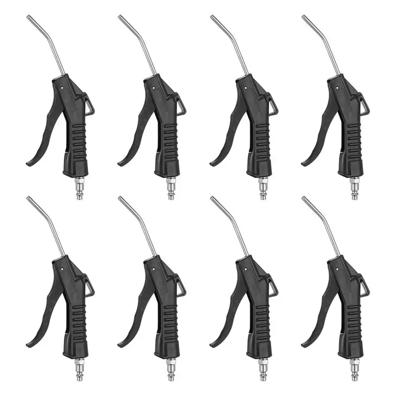 ABGG-8Pcs Air Blow-Gun High Flow Air Compressor Blow-Gun With 1/4Inch NPT Male Air Plug And Angled Bent