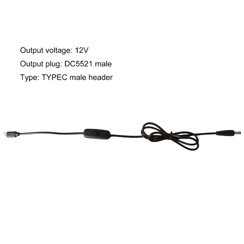 USB C Type C PD to 12V 5.5x2.1mm Power Supply Cable with on-off switch for Wireless Router Laptop LED Strip Speaker CCTV Camera