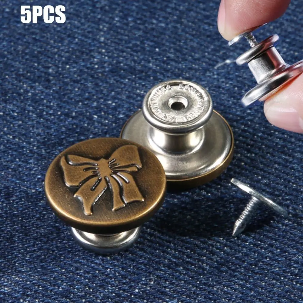 

5pcs Detachable Jeans Buttons Waist Adjust Replacement No-Sewing Metal Button Nail-Free Button DIY Adjust Universal Buckle