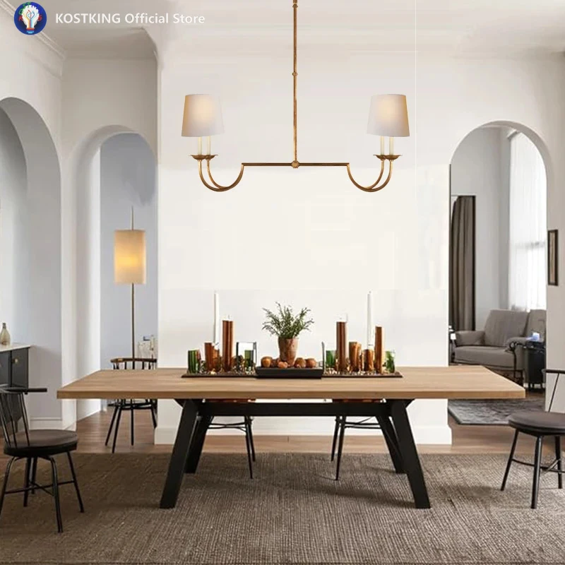 Rural Modern Style Simple Iron Cloth Cover Pendant Lamp Creative Personality Living Room Tea Table Design Decoration Lighting
