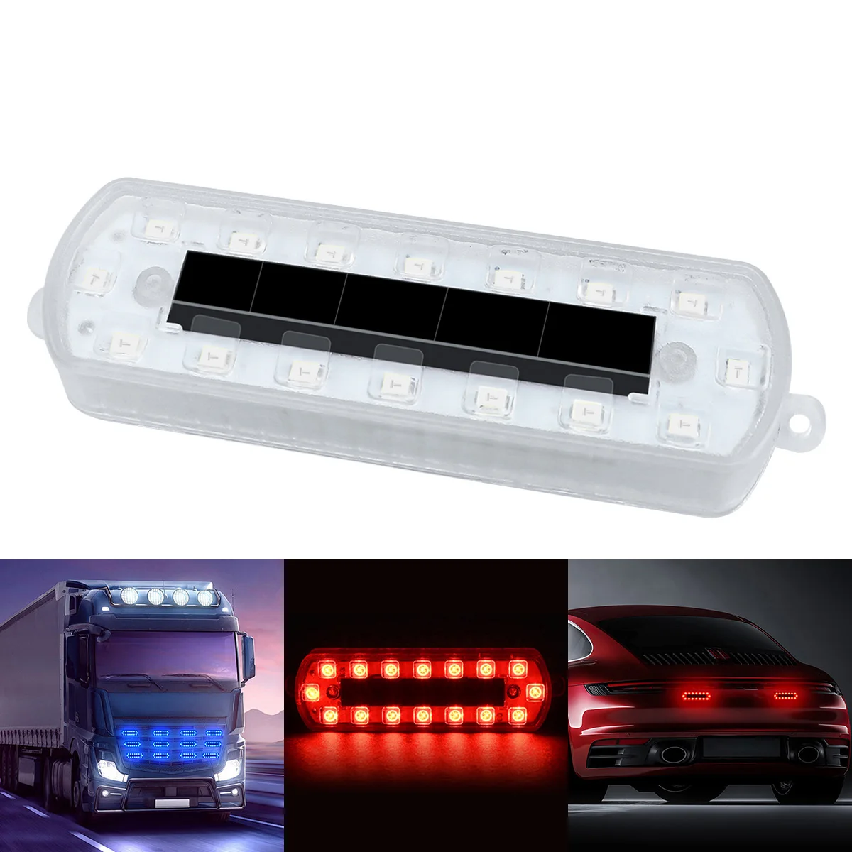 1/2x Solar Powered Anti Rear-end Security Light Car ATV Warning Flashing LED Light Car Warning Signal Lamp Universal Motor Light