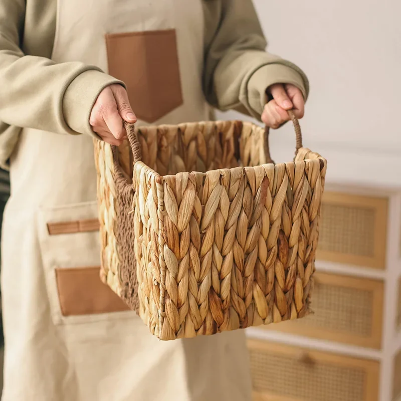 Japanese Water Gourd Straw Storage Basket Organizer Woven Container Desktop Grocery Storage Wicker Basket