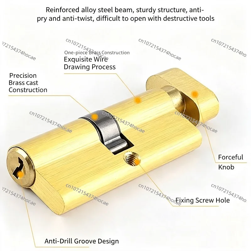 Indoor Wooden Bedroom Door Lock Cylinder, Super Grade‑c Security, 70 Model Handle Lock Replacement