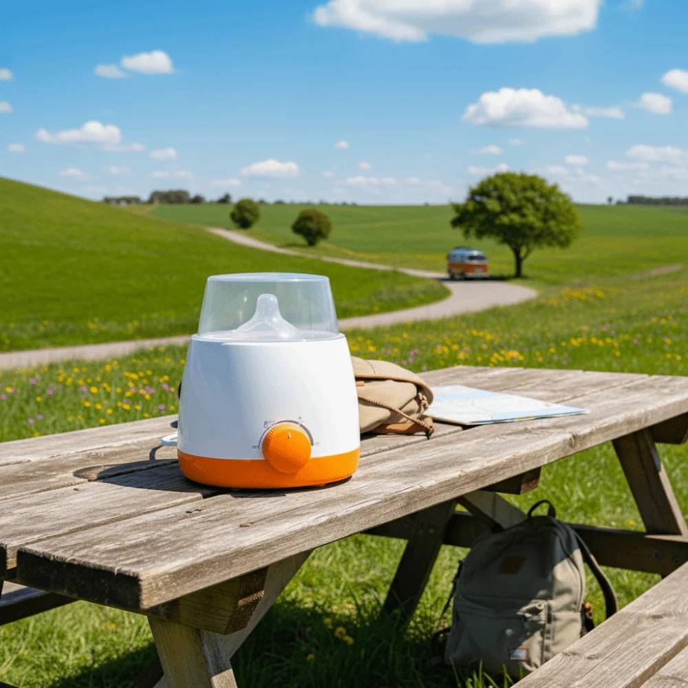 Scaldabiberon con spina europea di dimensioni compatte Scaldabiberon termico sicuro per il latte Regolazione della temperatura Scaldabiberon universale da viaggio