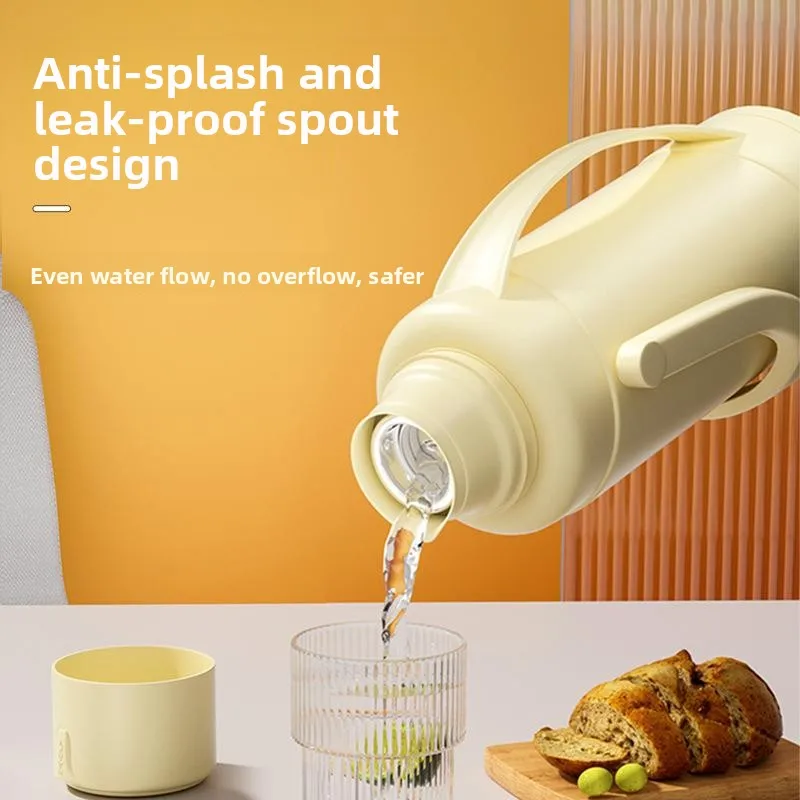 Large Capacity Glass Insulated Water Bottle Home Use Luxury Hot Water Pot Stainless Steel Outer  Beverage Container