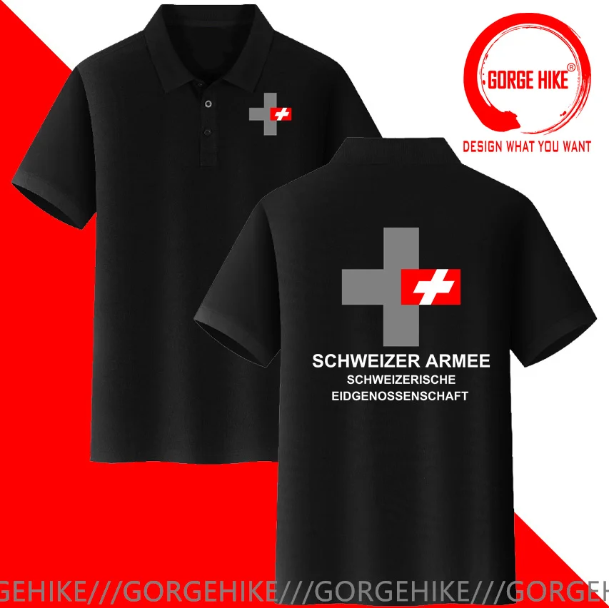 Army Swiss Confederation Switzerland CHE CH Confoederatio Helvetica Polo Shirt Men Tactical Military Polo Shirts Business Shirts