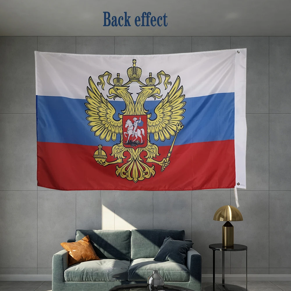 Russia with Eagle Crest Flag Russian USSR Imperial  Russian Empire Double Eagle  Material Object Photography Yarn count  100D