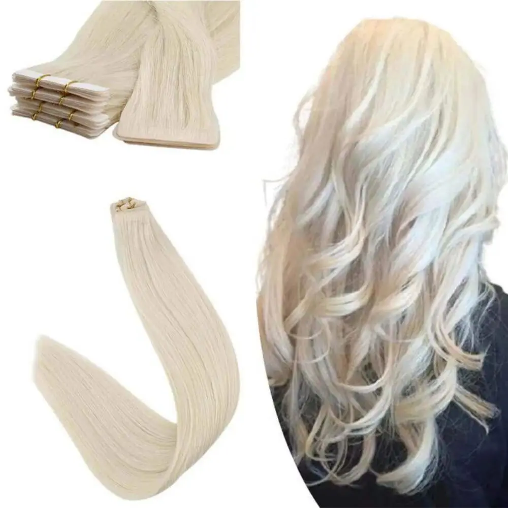 [12 maanden] Ugeat Virgin Injection Tape Extension Wear Invisible Platinum Blonde 10A Grade Duurzame levensduur