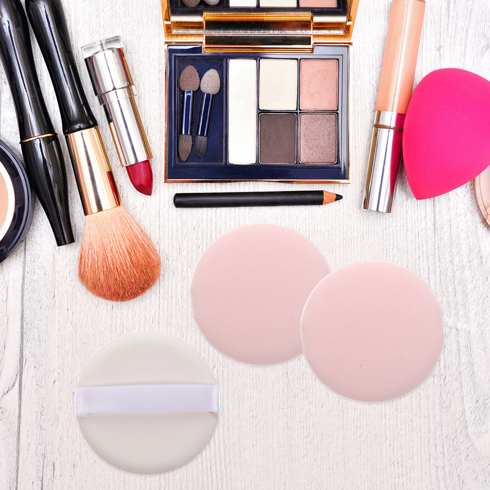 12 Uds. De polvo corrector para maquillaje de pastel, aplicador redondo suave y agradable para la piel para polvo facial, uso húmedo y seco, de larga duración