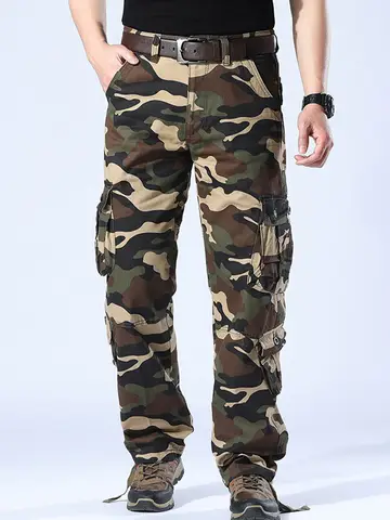 2025 Nya Camouflage Cargobyxor Herr 100% Bomull 8-Fickor Casualbyxor Utomhus Träning Vandring Klättring Bergbyxor Herr 8 best sales 8-ficks cargobyxor - №4