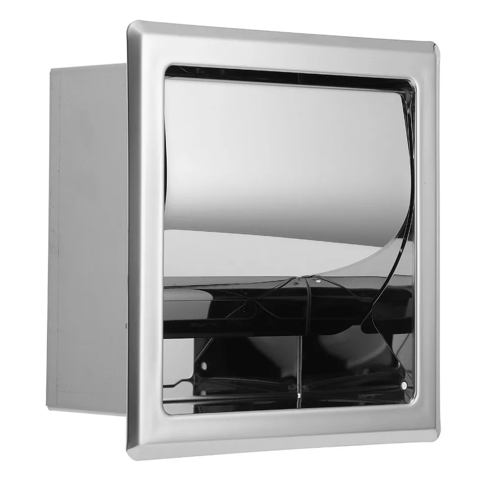 Stainless Steel Toilet Paper Holder Wall-Mounted Silver Paper Towel Rack Durable Mirror Surface Tissue Roll Holder