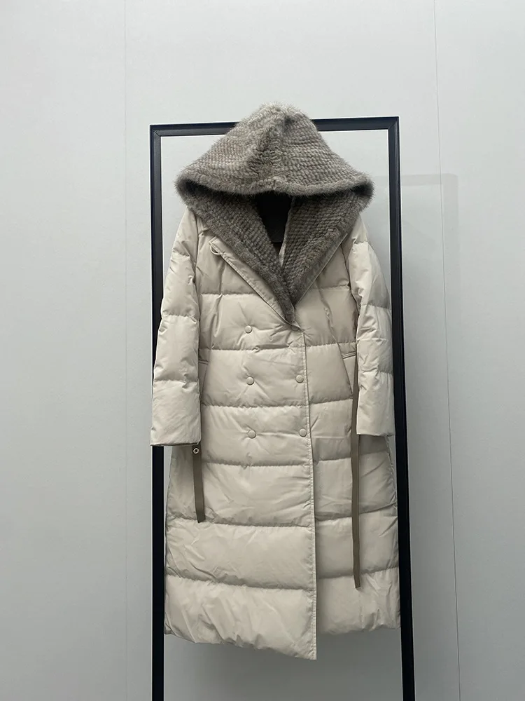 2023 เสื้อผ้าผู้หญิงเสื้อโค้ทมีฮู้ดยาวฤดูหนาวใหม่ 1026 1109