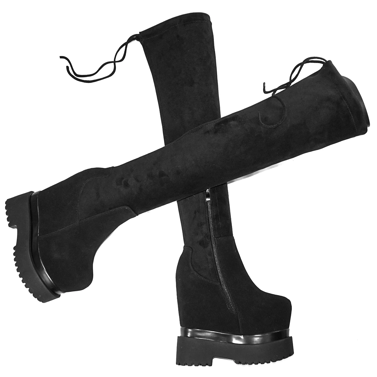 16 cm High Heel Winter Pumps Plus Größe 40 41 Schuhe Frauen Kuh Leder Keile Schnee Stiefel Runde Kappe Mode turnschuhe Große Größe Schuhe – Detail 2