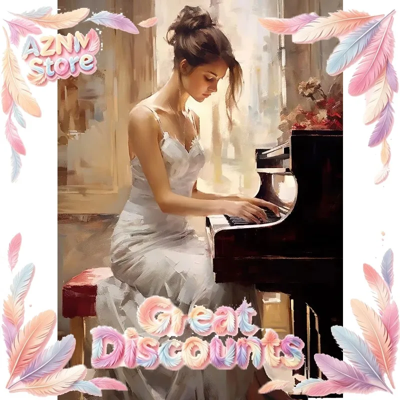 Vintage Elegant Woman Piano Violin Oil Painting Print on Canvas Music Art Figure Posters and Prints for Living Room Wall 2026