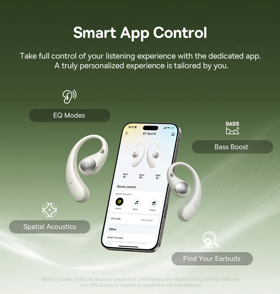 Baseus Eli Sport 2 Open-Ear-Kopfhörer, kabellos, Bluetooth 6.0 OWS-Kopfhörer, hochauflösend, mit LDAC OWS-Kopfhörer, Ohrbügel-Sport-Ohrhörer – Detail 15