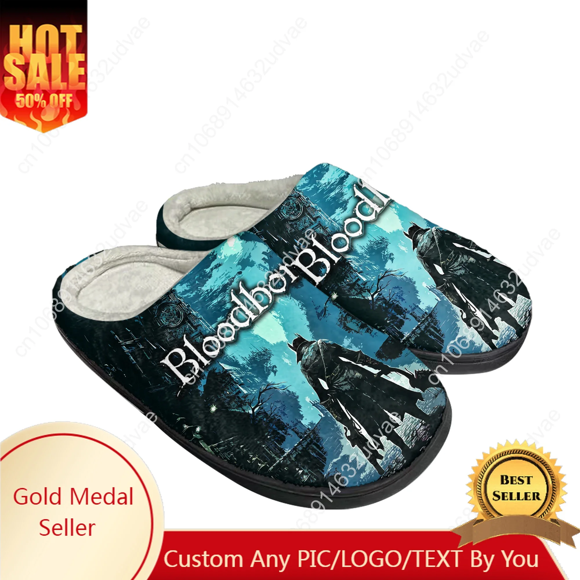 

Bloodborne Cotton Slippers Men Women Plush Bedroom Casual Keep Warm Home Bedroom Shoes Thermal Indoor Slipper Customized Shoe