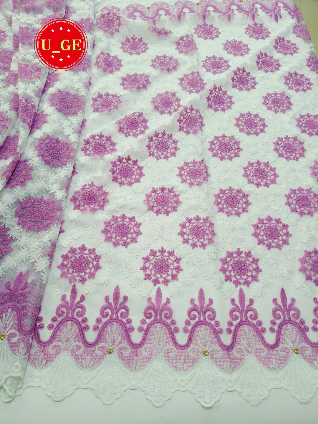 

Eligant Ultra Soft Embroidered French Lace Fabric - Cost Sales Delicate High Quality For Evening & Party Dresses U_GE3298