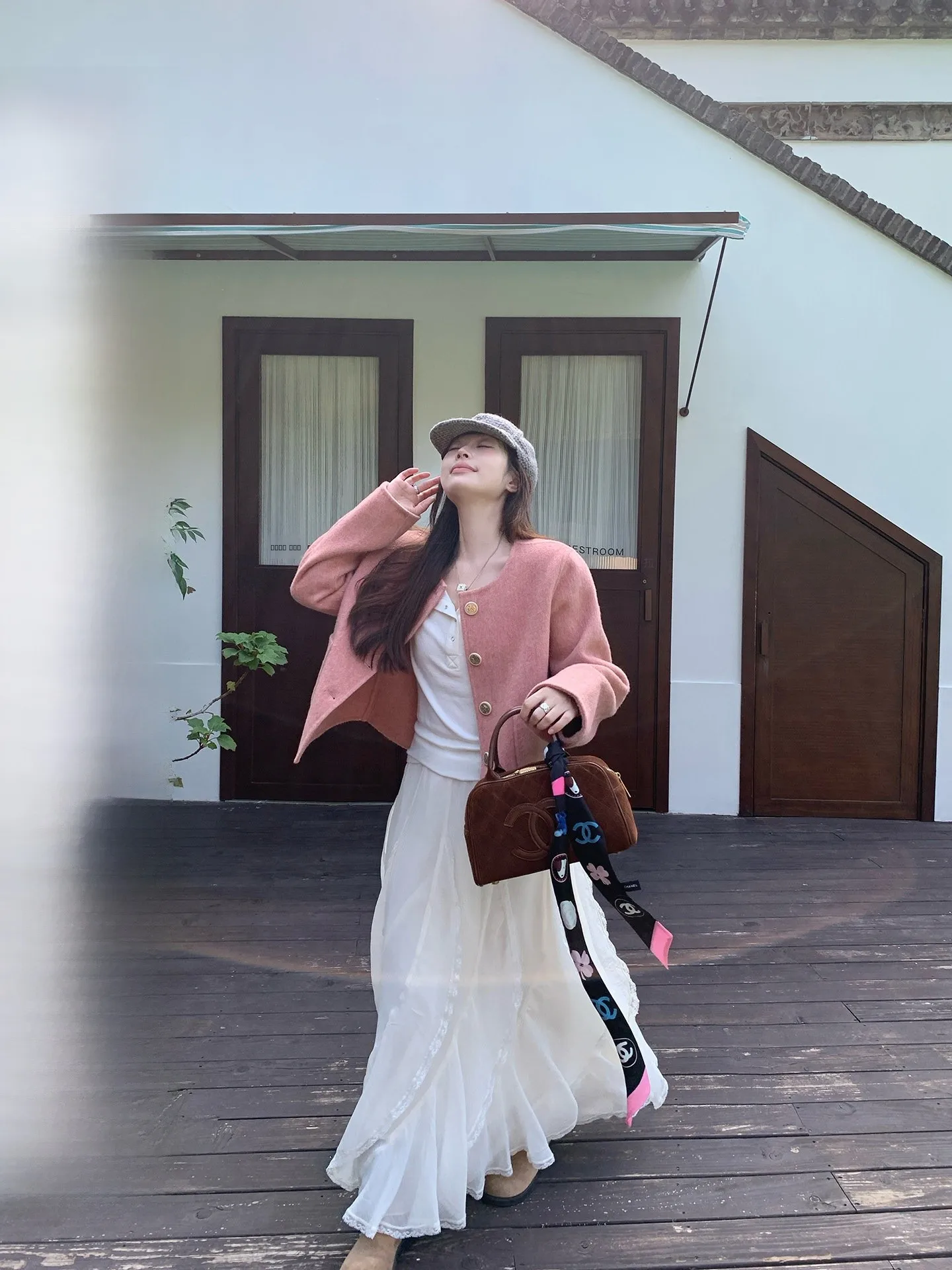 

Зимнее пальто Evnsle: Новинка! Элегантное розовое твидовое пальто из двойной шерсти с круглым вырезом, свободного кроя, для женщин, для повседневной носки.