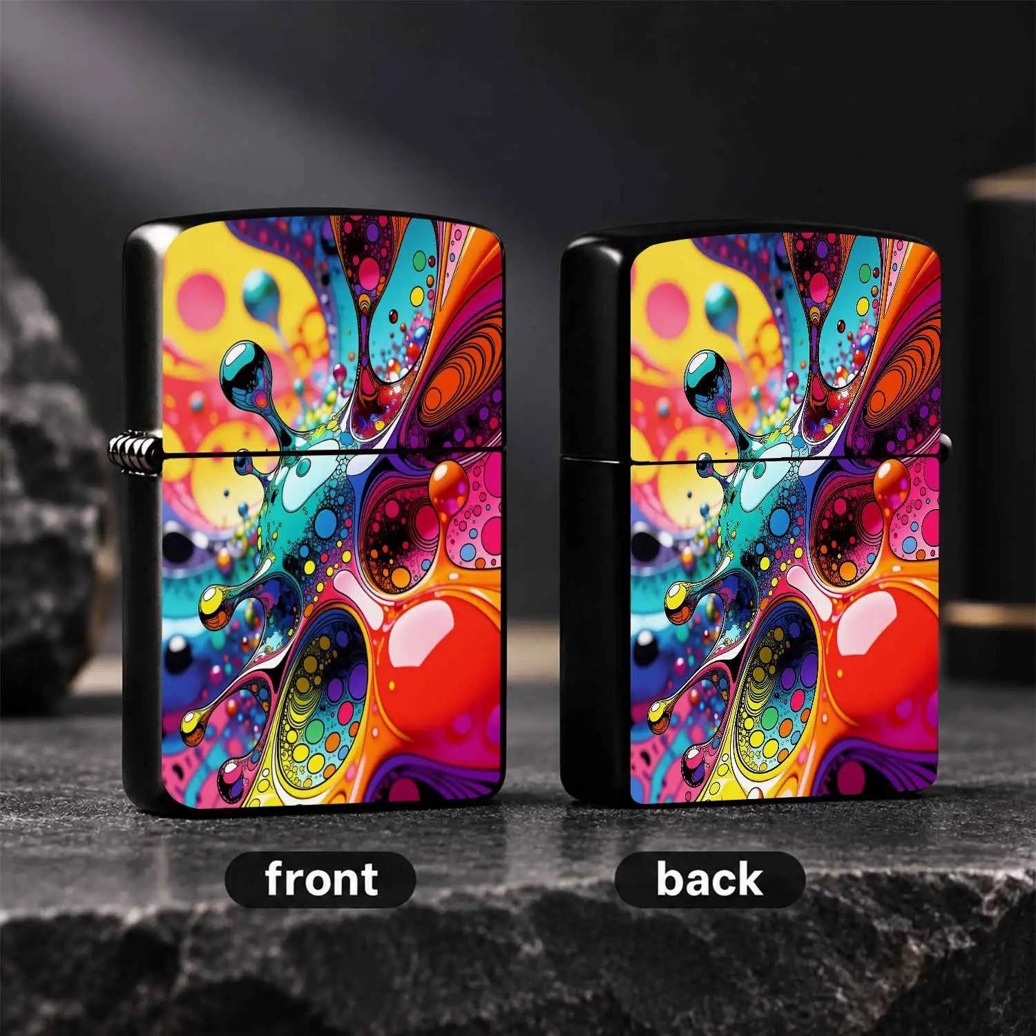 Psychedelic Pop Art Colorful Fluid Pattern Lighter, Vibrant Dazzling Iridescent Decorative Portable Starter, Stylish Unique Trendy Accessory For Daily Outdoor Travel Home Use, Thoughtful Exquisite Gift For Festival Birt A Humorous And Inter