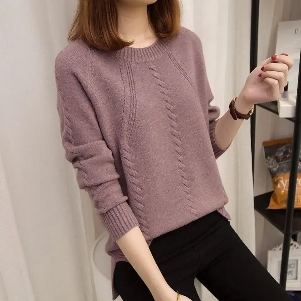 

Solid Color Autumn Winter Sweaters Women High-quality Long Sleeve Loose Korean All-match Knitting Bottoming Shirt Top E4403