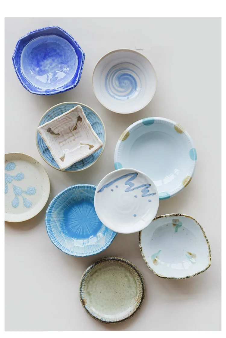 Japanese Small Dish Bowl Snack Plate Ceramic Underglaze Household Elegant Tableware