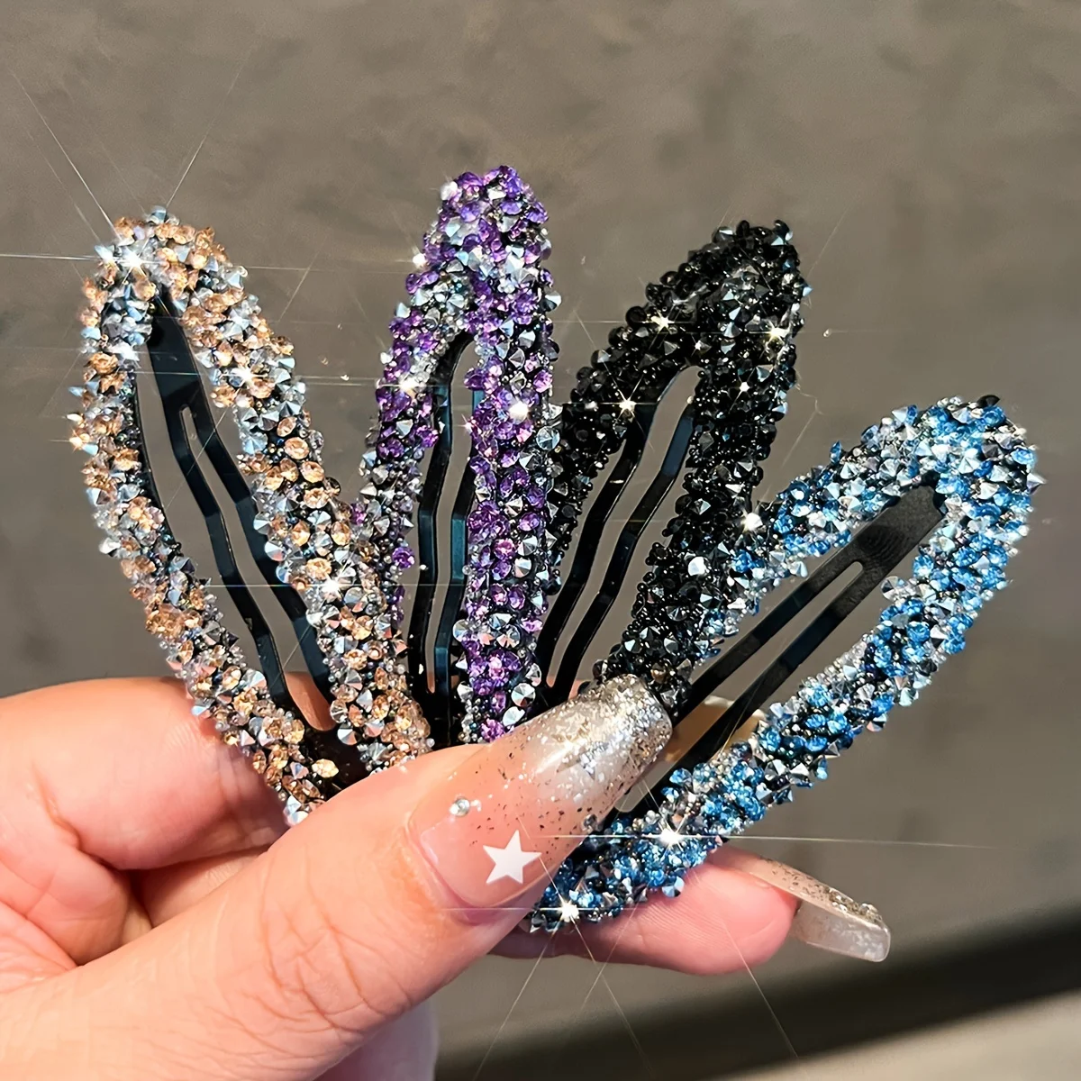 6pcs Women\'s Colorfulful Sparkling Diamond Cut Out Hair Clip, High-end Bangs on the Back of the Head, Broken Hair Clip Headwear