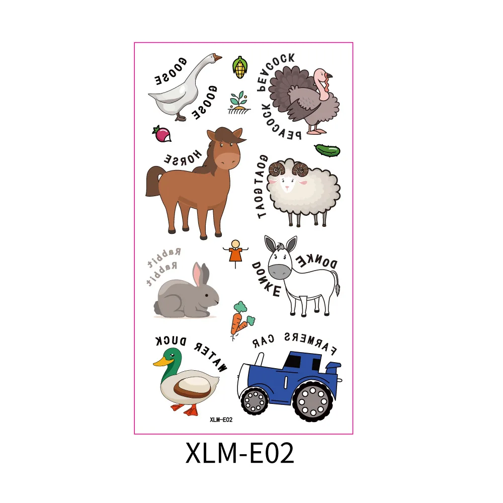 10 folhas aniversário fazendinha Farm Cow Birthday Party Supplies Tatuagens Temporárias Barnyard Animal Horse Tractor Pig Sheep Kids Birthday Gift Decor