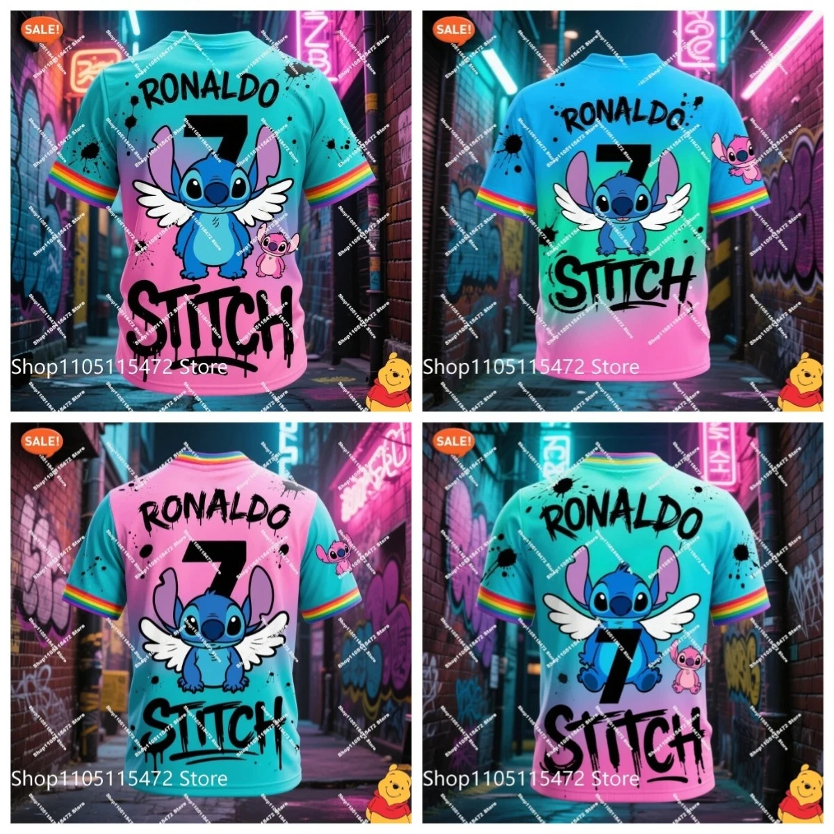 تي شيرت مطبوع ثلاثي الأبعاد وRONALDO Collaboration Football Ai تي شيرت لطيف وأنيق مريح للهالوين للأطفال والكبار والأولاد والبنات #1