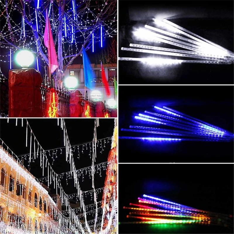 Multi-color 50CM Meteor Shower Rain Tubes AC100-240V LED Christmas Lights Wedding Party Garden Xmas String Light Outdoor