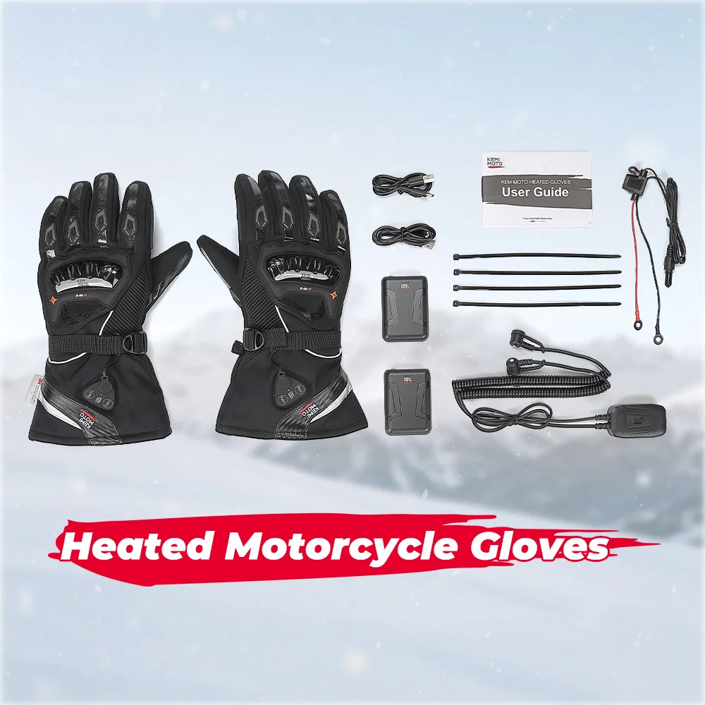 KEMIMOTO Motorrad-Heizhandschuhe Winter Moto-Heizhandschuhe Warme Wasserdichte Wiederaufladbare Heizhandschuhe für Schneemobile – Detail 35