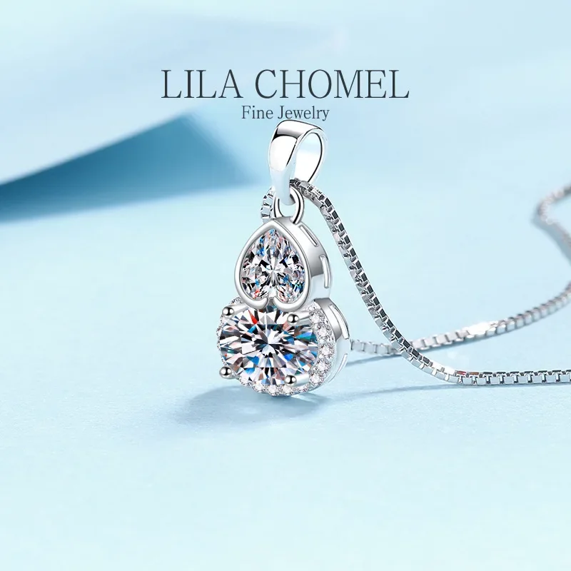 

Classic PT950 Platinum Female Wedding Jewelry 1.5 Carat Moissanite Diamond VVS D Color Necklace Gourd shaped Pendant for women